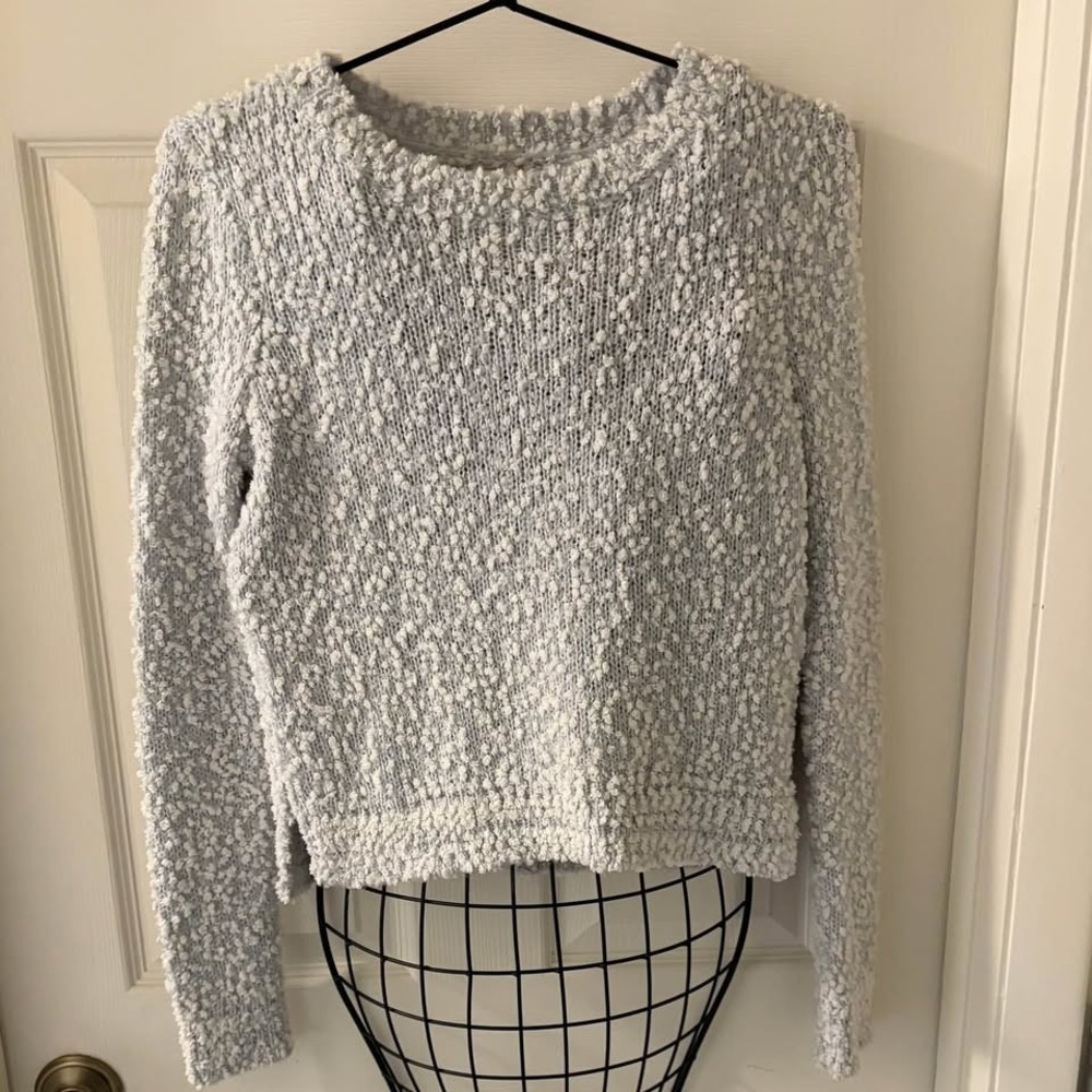 Hollister XS Blue Popcorn Boucle Knit Sweater Long Sleeve Crewneck Soft Cozy